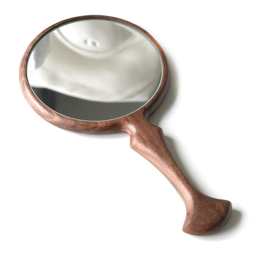 xjwoodsmart Hand Mirrors with Handle Vintage, Hand Held Mirror for Man and Women, 11” L x 5.5 ” W, Multi-Purpose for Salon Home Travel Gift, Walnut Wood