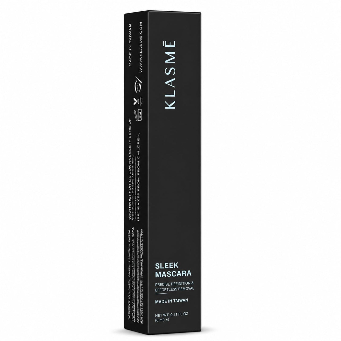 KLASME Sleek Mascara — Precise Definition & Effortless Removal | Buildable Volumizing & Lengthening Mascara | Black | 7.5 ml / 0.34 fl. oz.