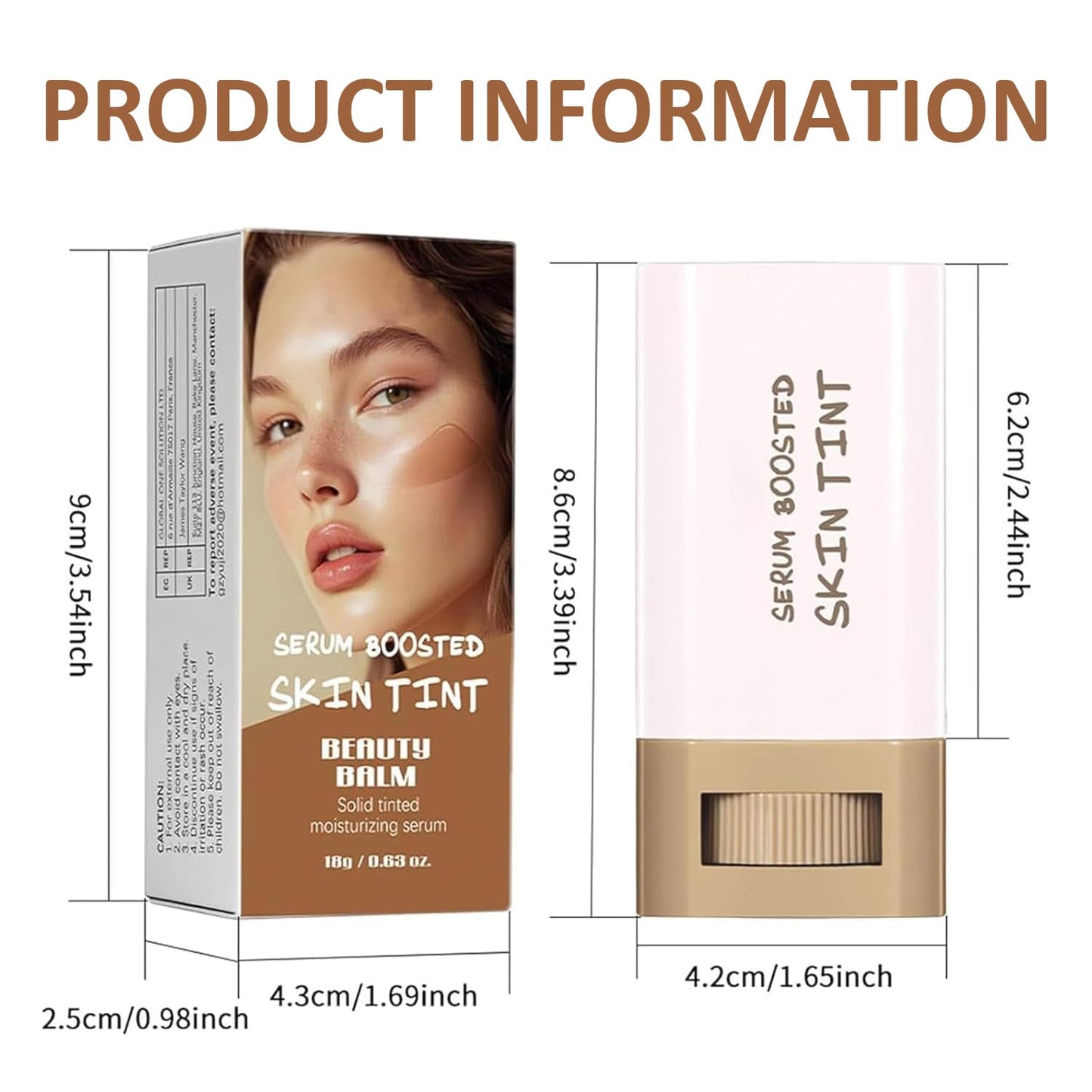 Skin Tint Foundation Stick - Full Coverage Tinted Moisturizer with SPF | Dewy Finish #02
