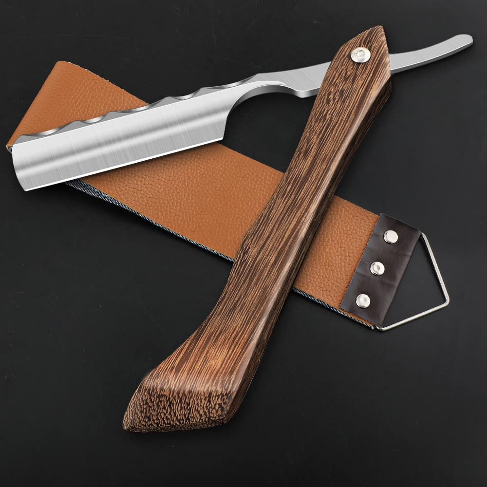 Straight Razor With Strope - Professional Straight Edge Barber Premium Stainless Steel Shaver With Shaving Strop for Men Home & Salon Grooming Using (NO.159)