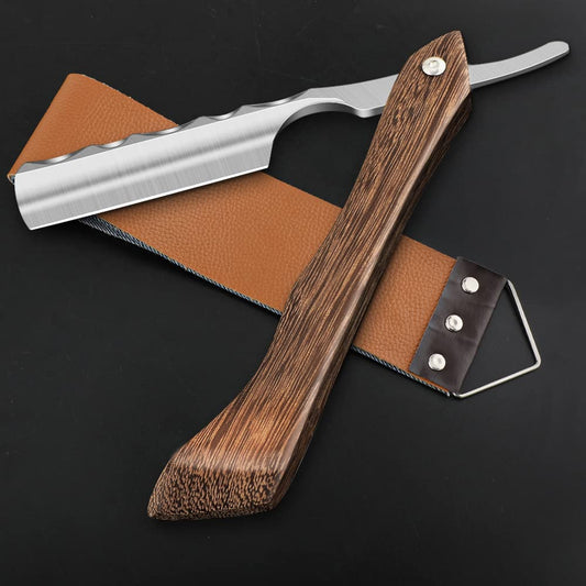 Straight Razor With Strope - Professional Straight Edge Barber Premium Stainless Steel Shaver With Shaving Strop for Men Home & Salon Grooming Using (NO.159)