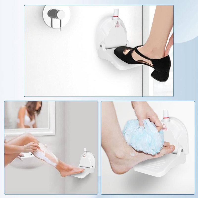 Shower Foot Rest for Shaving Legs, Foldable Step Foot Rest Tool Stand to Shave Legs, Anti-Slip Shower Ledge Leg Shaving Shelf, Suitable for RV Bathroom,Easy to Carry While Traveling