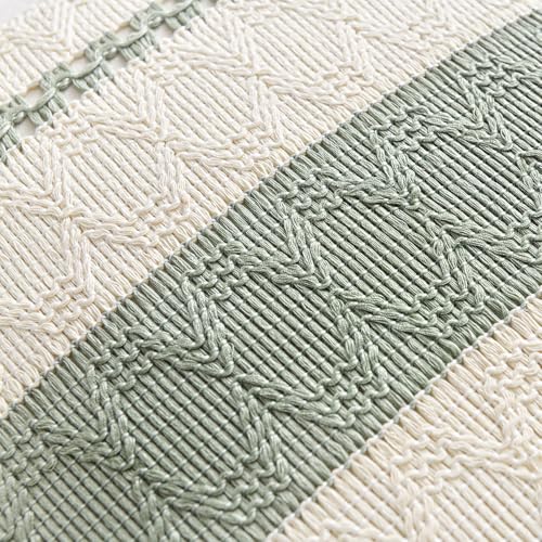Sage Green Boho Lumbar Pillow Cover 12x24 Inch - Rustic Chic