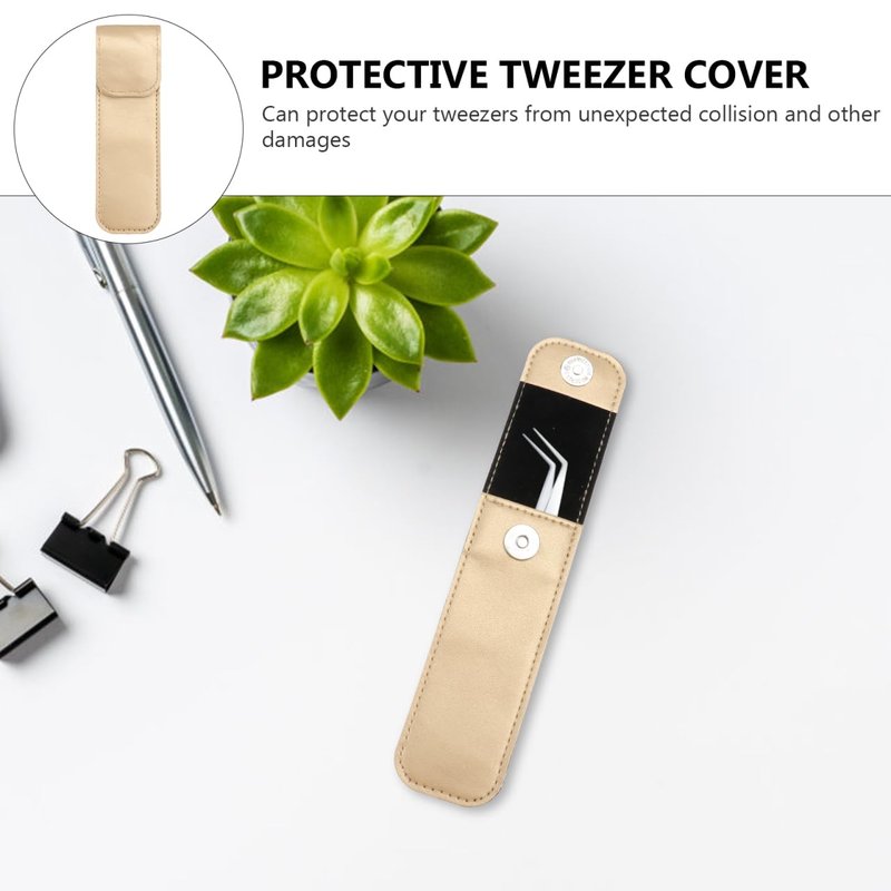 Ipetboom 3pcs Tweezers Protective Case, Beauty Eyelash Tweezer Sleeve Lashes Kit Eyelash Pliers Cover Lash Kit Protective Pliers Leather Sleeve Pu Leather Puller Miniature, 5.7x1.7in