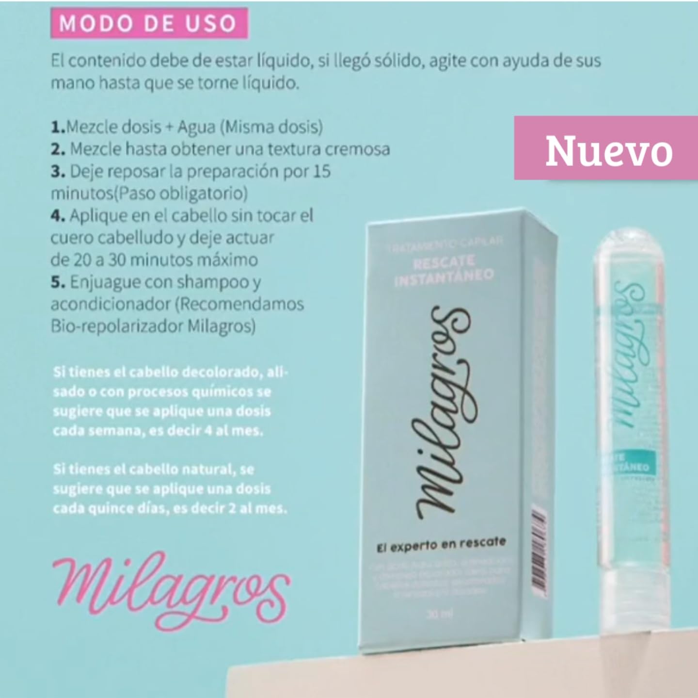 MILAGROS Tratamiento Biorepolarizador Capilar & Tratamiento Capilar Rescate Instantáneo - KIT Reparacion Intensiva Para Cabello Muy Dañados - Tratamiento Colombiano Milagros