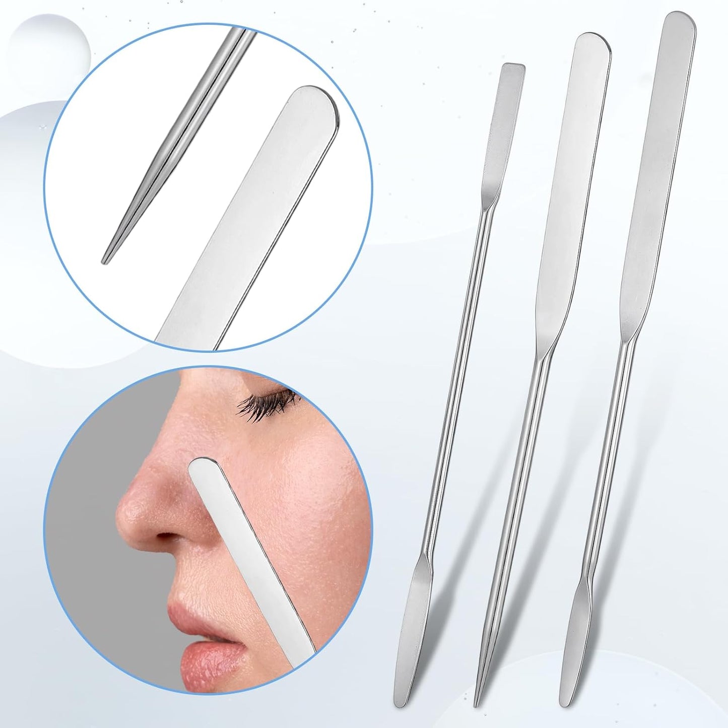 Stainless Steel Makeup Spatula Set - 6 Reusable Cosmetic Tools for Even Foundation & Skincare Application