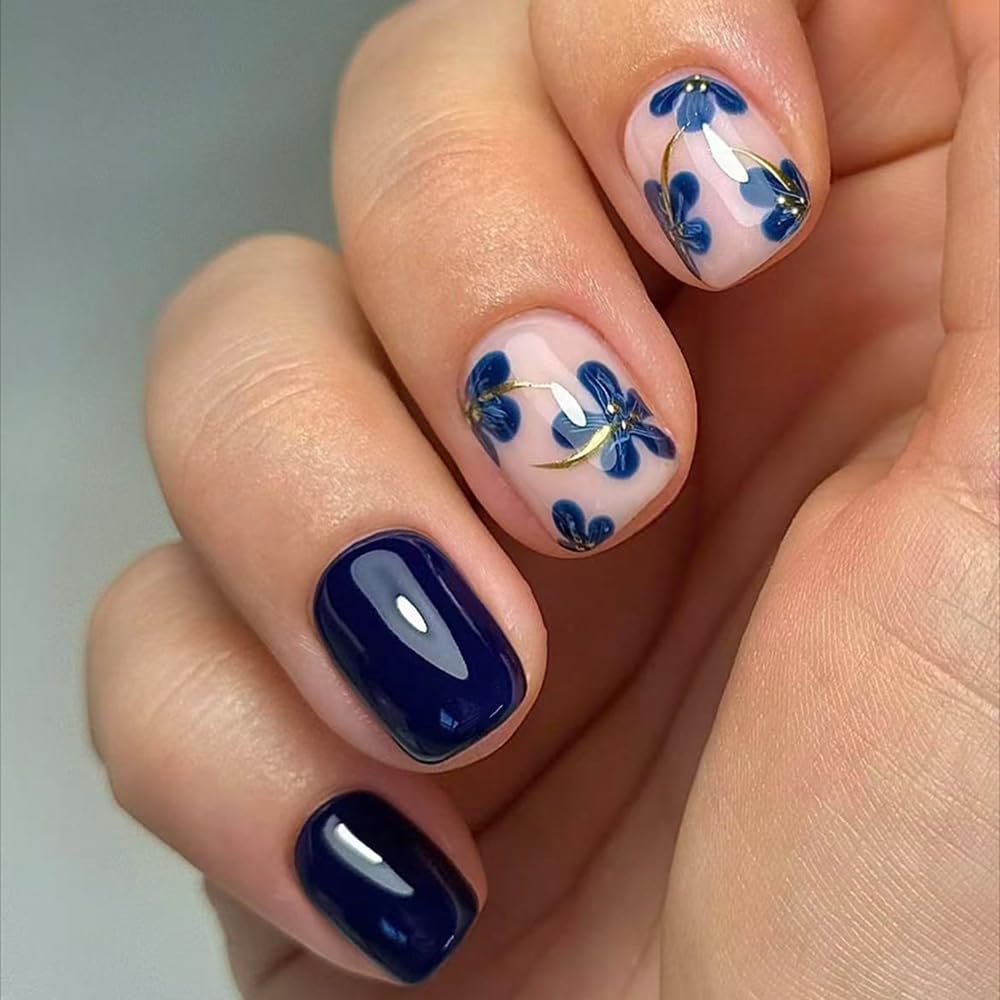 Colorful Gradient Press-On Nails | Medium Coffin Shaped Acrylic Nail Art - 24 Pcs with Rainbow Designs