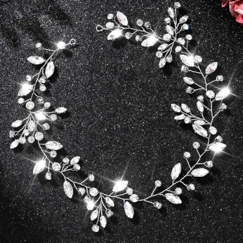 GENBREE Silver Rhinestone Wedding Hair Vine - Elegant Bridal Hair Piece
