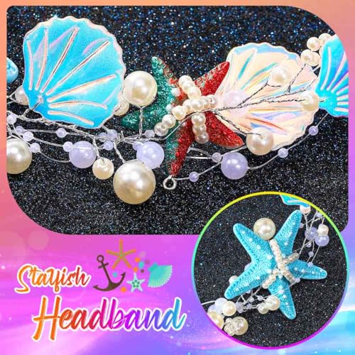 Sea Shell Starfish Wedding Headband with Pearl Beach Bridal Hair Accessories for Women