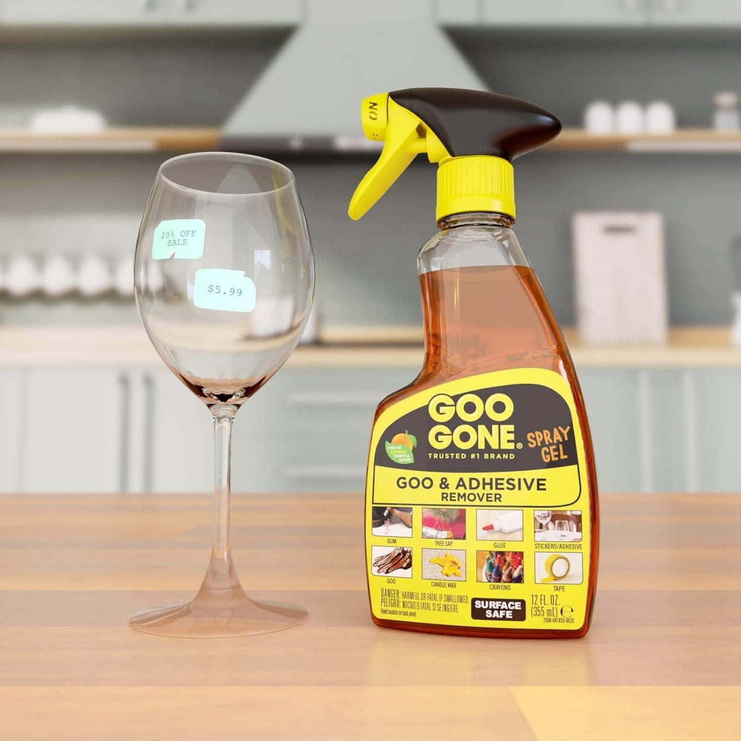 Goo Gone Adhesive Remover Spray Gel - 12 Oz Citrus Formula for Glue, Stickers, Tape & Grease Cleanup | Ideal for Hard Surfaces & Fabrics