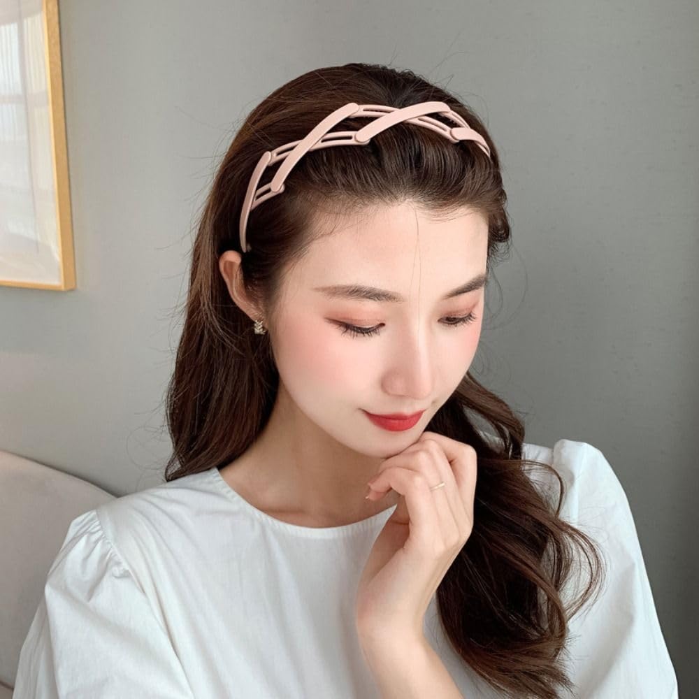 Hairband Non Slip Hair Accessories Headband Headdress Hair Clip Unisex(Khaki)