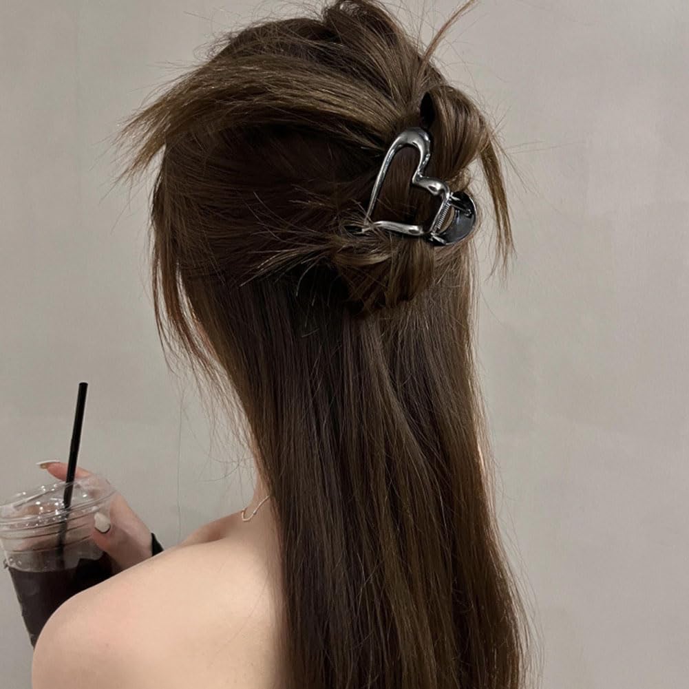 6 Pcs Heart Hair Claw Clips Metal High Ponytail Holder Hair Claws Fancy Hair Jaw Clips Non-Slip Vintage Hair Clamps Hair Updo Grip Hair Accessories for Women Girls