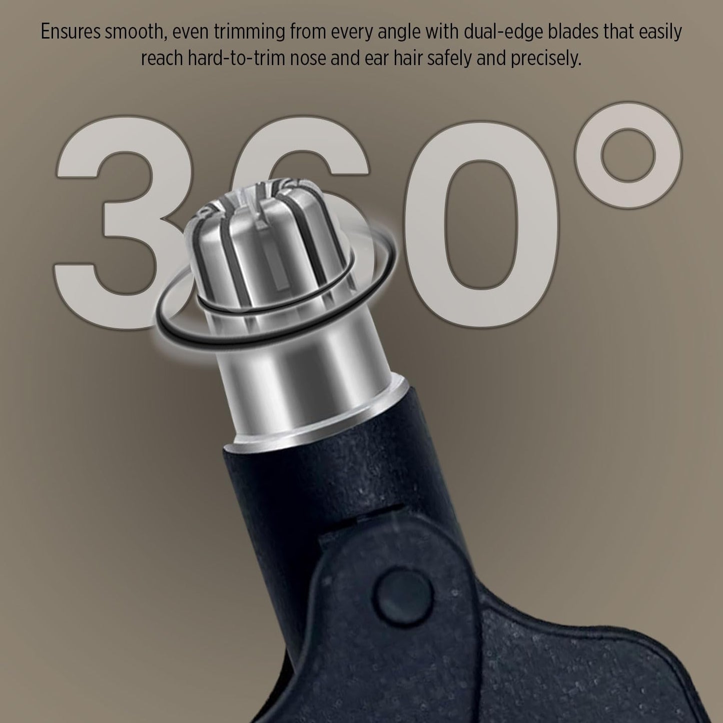 Infinity Choices Stainless Steel Hair Trimmer for Men and Women | Manual Nose and Ear Hair Trimmer | Nose Clippers, 360° Rotating Hair Trimmers | Washable Nose Hair Remover | Gray