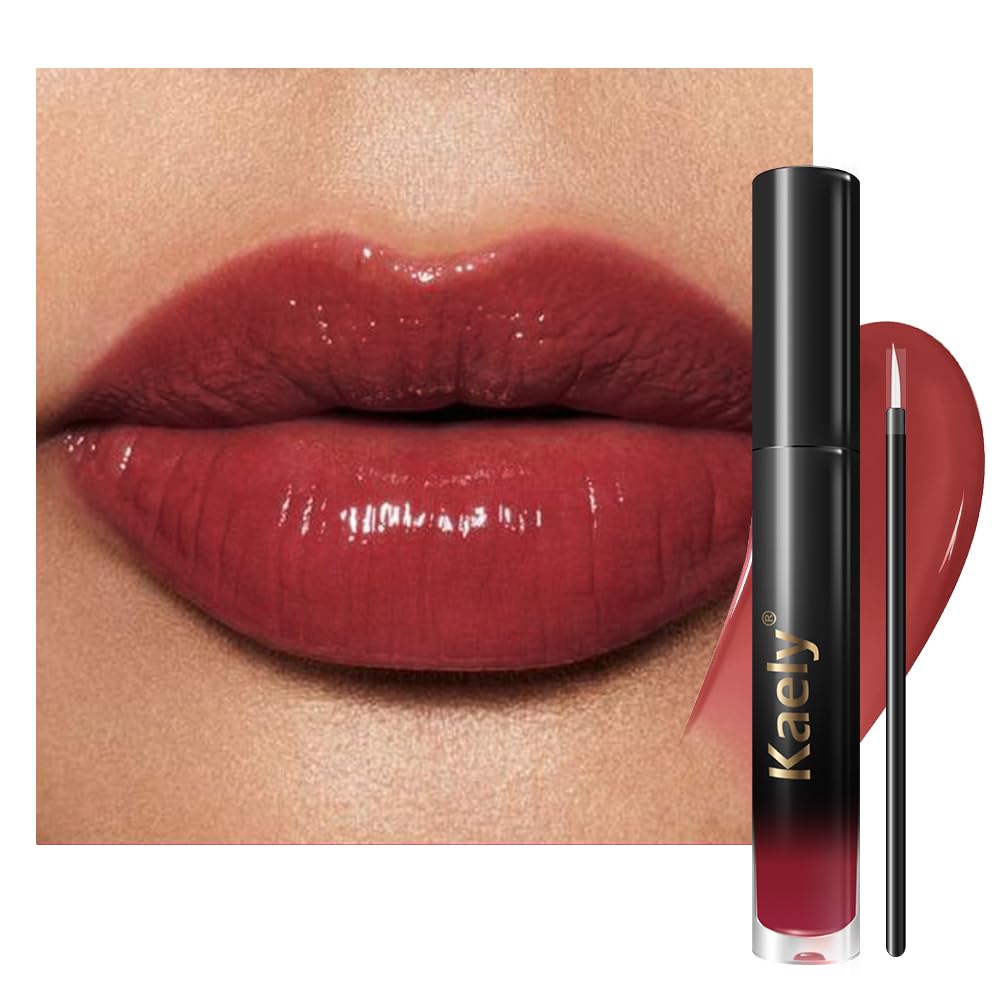 Kaely Longwear No-Budge Lipstick for Women, Highly Pigmented Liquid Lip Color Makeup, Non-Transfer Lip Gloss Stain Waterproof Smudge Proof 24 Hour, Instant Shine, Vegan & Cruelty-Free, 04 LIPPY