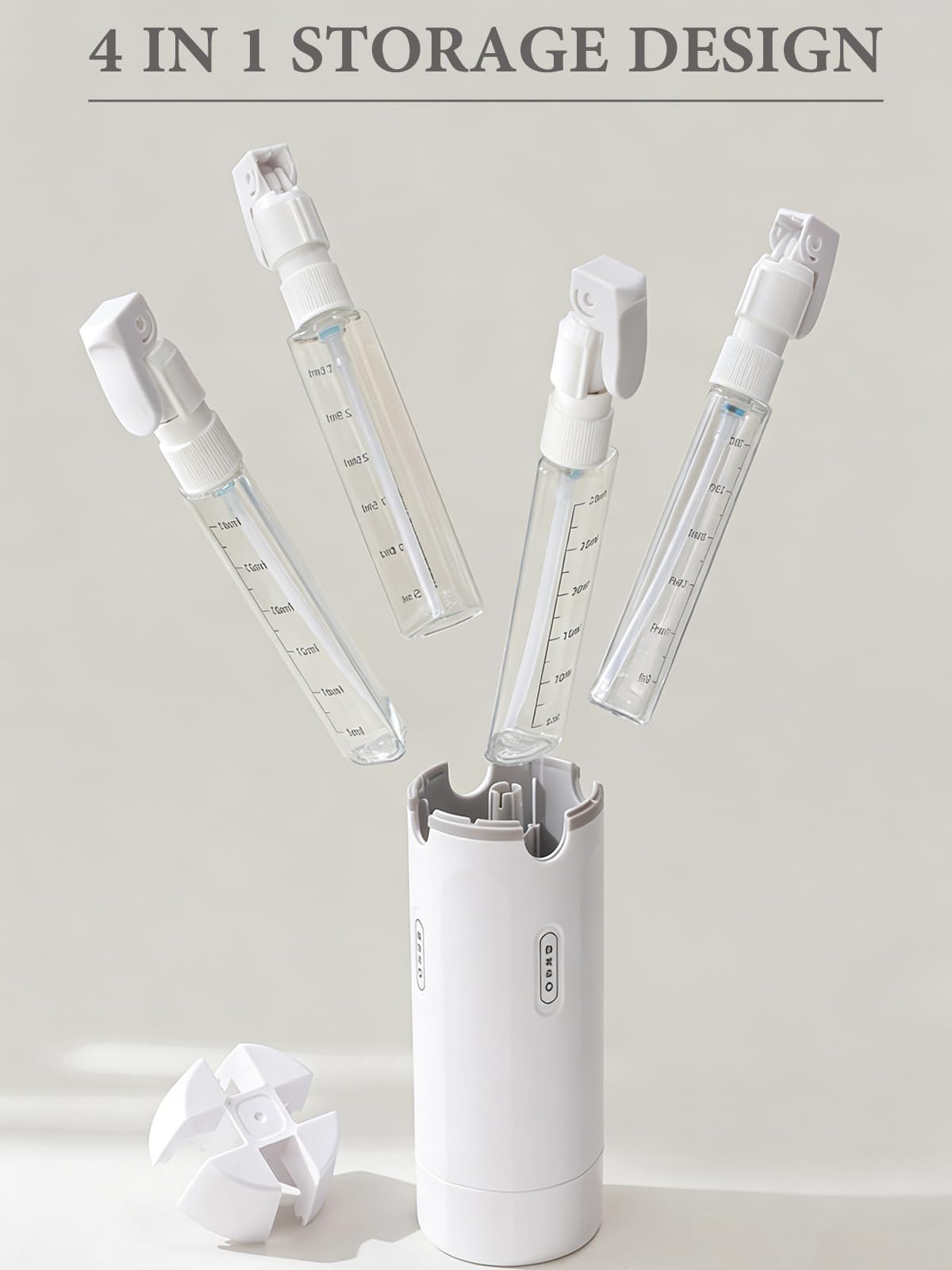 4 in 1 Travel Dispenser Bottle - 4 Pcs 30ml Refillable Travel Bottles Integrated Into One Space-Saving Kit,Portable Size Toiletries Leakproof Containers for Shampoo, Lotion & Cream,Travel Essentials