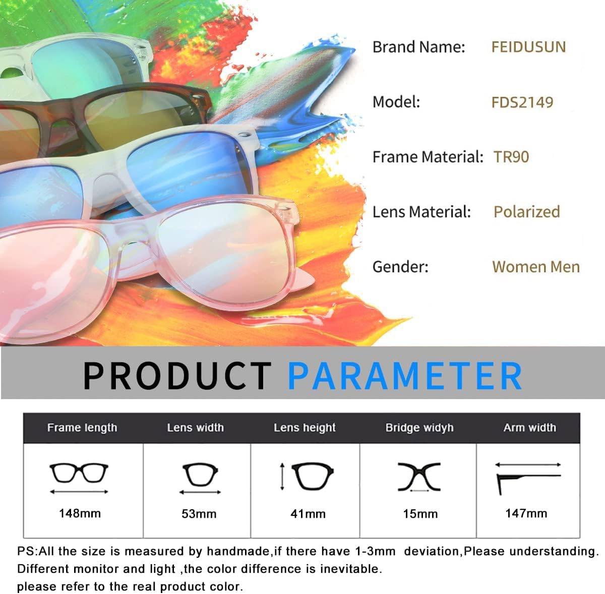 Polarized Sunglasses for Men & Women - Black Retro UV Protection for Driving & Fishing