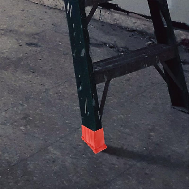 Angoily 2Pcs Ladder Feet Covers 3.54X3.14X1.57In - Non Slip Rubber Replacement Pads for Aluminum Extension Ladders - Red Safety Bumpers
