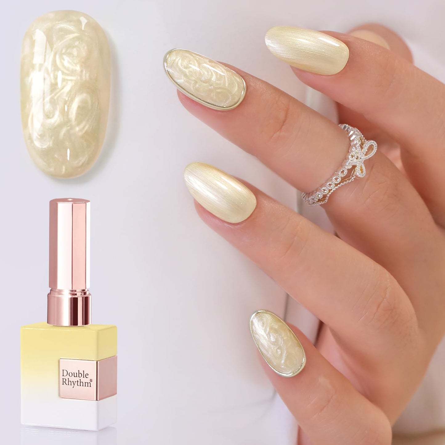 Gel Nail Polish - Double Rhythm 15ML Pearl White Soak Off for Art Manicure | DIY at Home