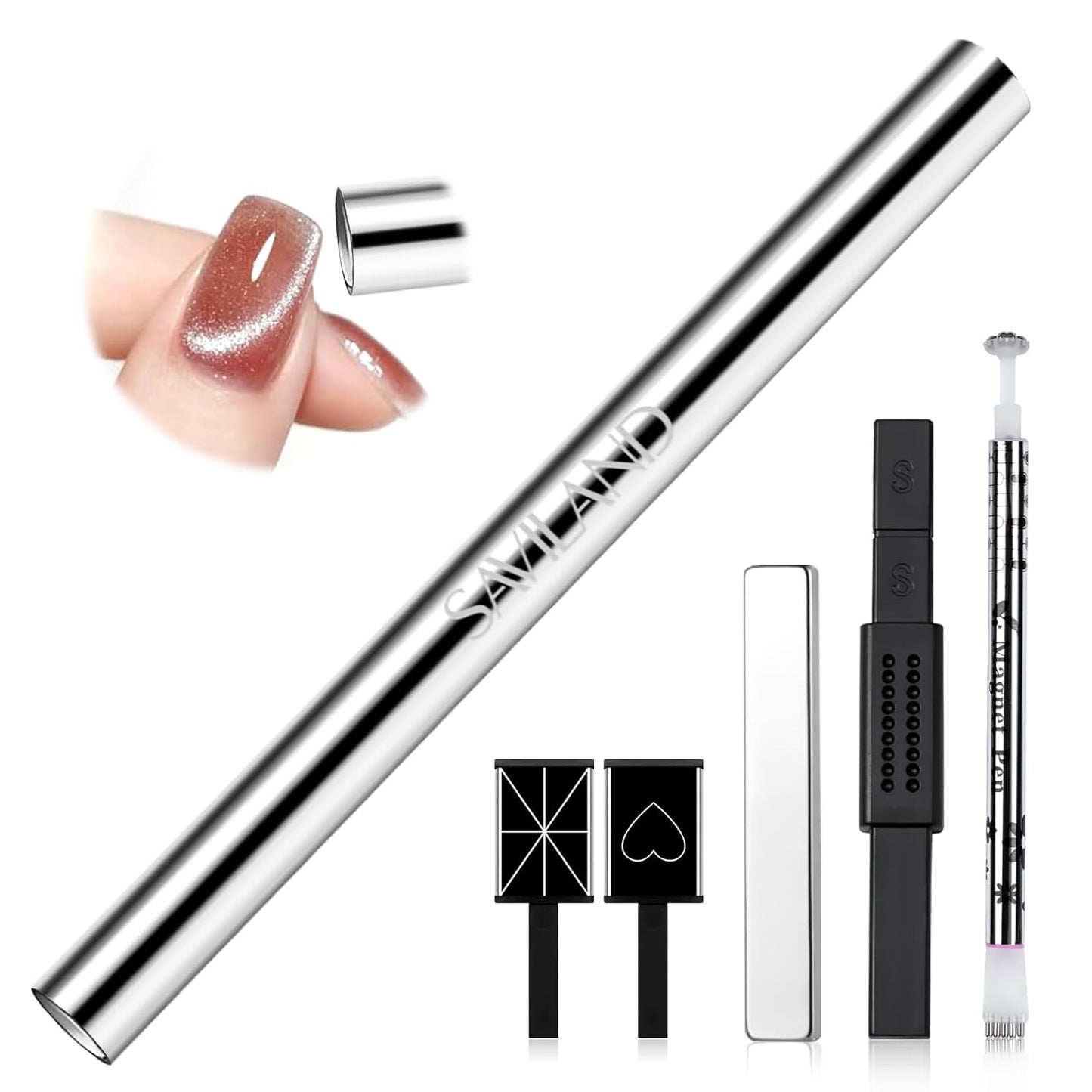 Cat Eye Magnet for Nails - 9PCS Dual-Ended Nail Art Tools | Strong Magnet for DIY Salon & Home Use