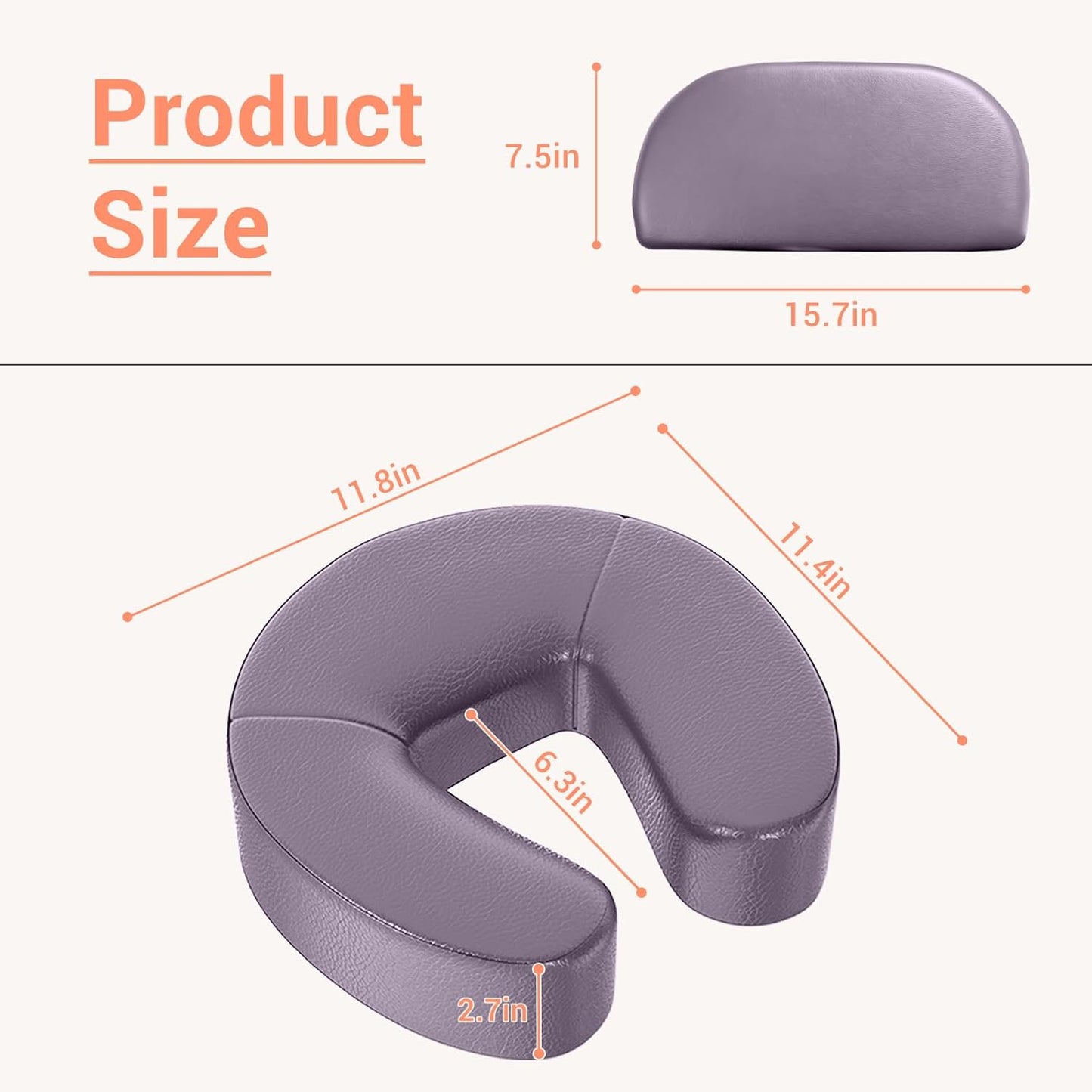 Universal Face Cradle Cushion - Linens Head Rest for Massage Tables | Adjustable 5.5-17.7 Inches (Purple)