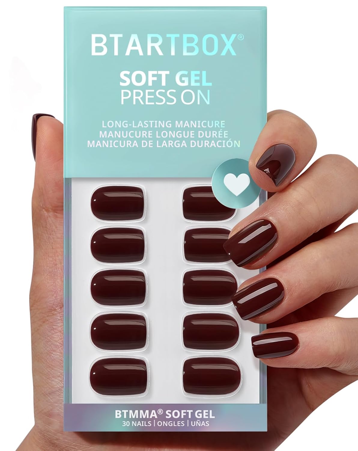 Press On Nails - Almond Shape Pastel Baby Pink Short Nails | Opaque Soft Gel, 32-Piece Kit in 16 Sizes