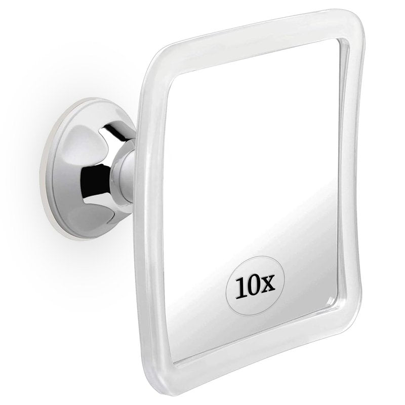 MIRRORVANA 10X Magnifying Makeup Mirror with Suction Cup - Suitable for Cosmetic, Vanity, Bathroom, and Travel Use - Designed for Precise Makeup Application and Skin Care - 6.3" x 6.3" (Square)