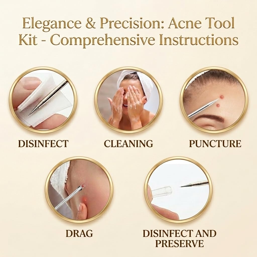 2 Pcs Pimple Extractor Tool 410 Grade Stainless Steel | Comedone Extractor, Pimple Popper, Blackhead Remover for Face, Zit Popper, Pimple Needle for Acne Removal