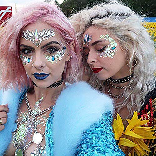 Bowitzki Black-B Halloween Face Jewels Set Women Mermaid Rhinestone Face Gems