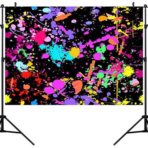 7x5FT Glow in The Dark Birthday Backdrop - Colorful Graffiti Design