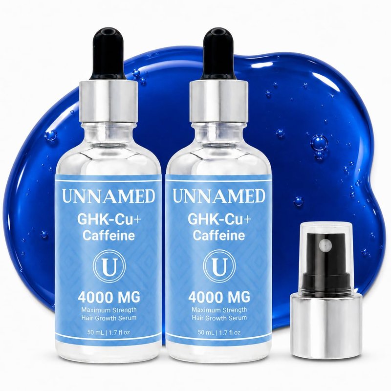 GHK-Cu Copper Peptide Hair Growth Serum - 4000 MG with Caffeine | 2 Pack Dropper & Spray Applicators, Made in USA