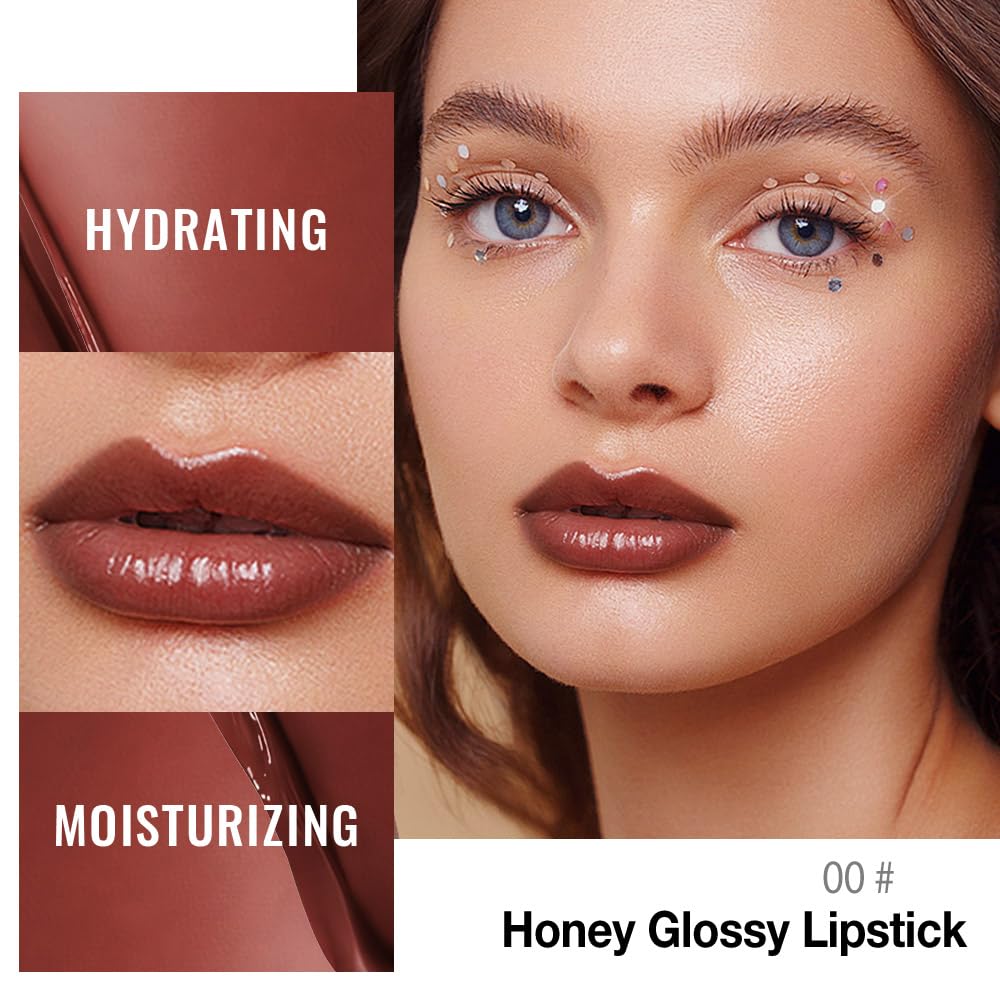 Honey Lipstick Tinted Lip Balm - Hydrating Shine for Dry Lips | Moisturizing Vegan Glossy Stain, Sheer & Lightweight