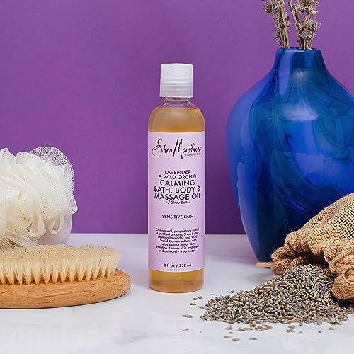 SheaMoisture Lavender & Wild Orchid Body Oil - Calming Moisturizer for Sensitive Skin, 8 oz