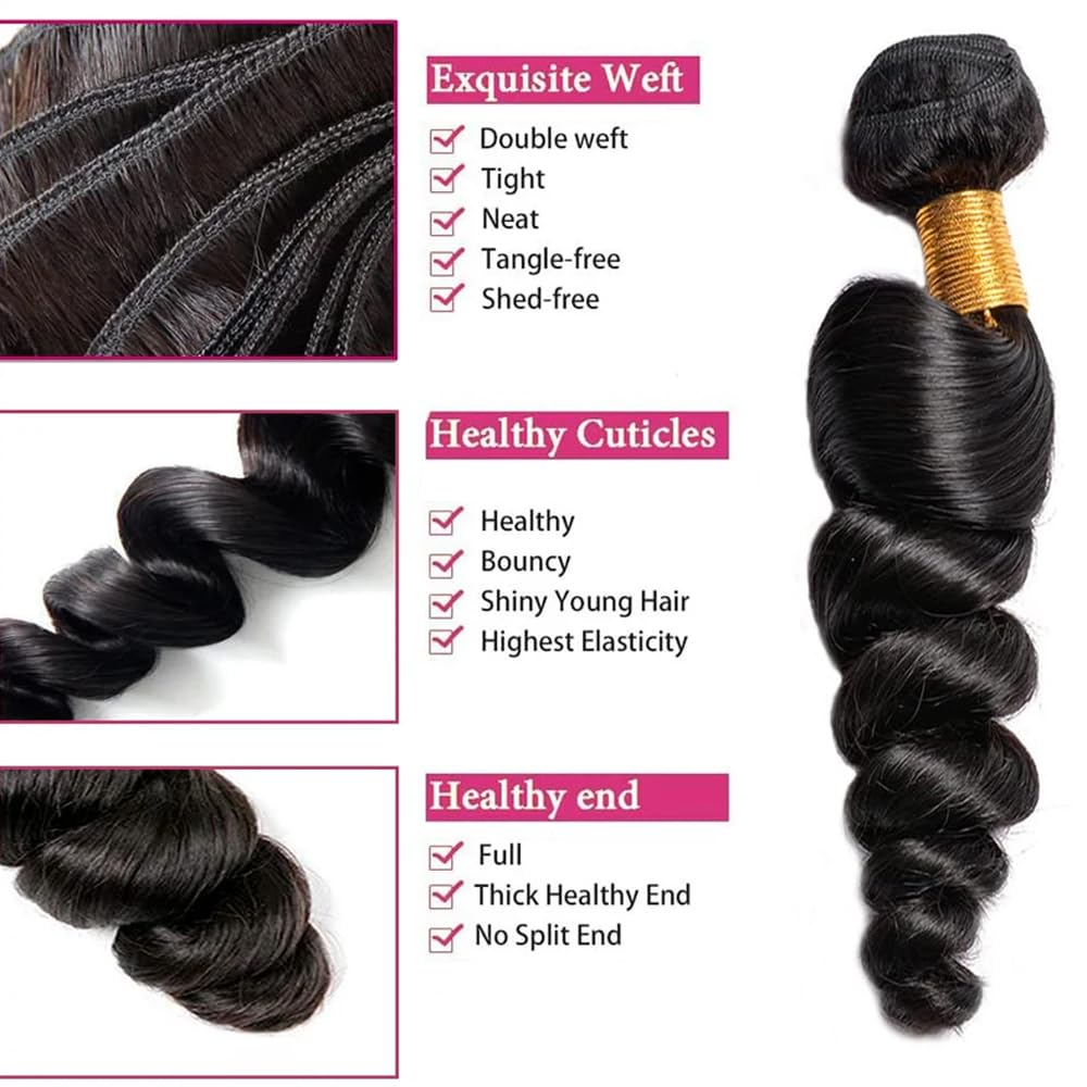 28 30 32 inch WuvuSnm Loose Wave Bundles Human Hair #1B Body Wave Bundles Human Hair Brazilian 8A Quick Weave Bundle 300g