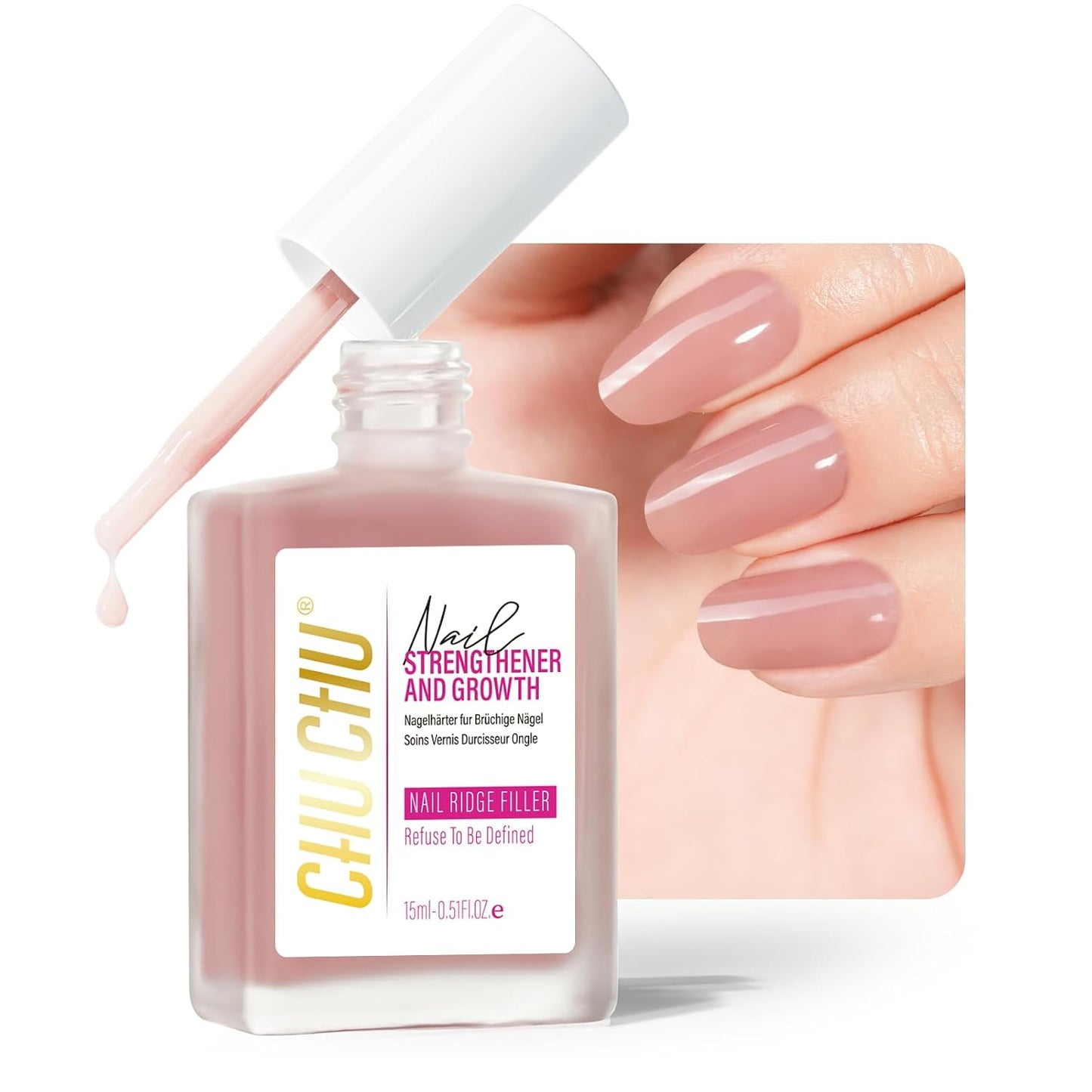 Nail Repair - 8 in 1 Dusty Rose Nail Hardener & Strengthener | Protein Ridge Filler for Weak Nails, 15ml