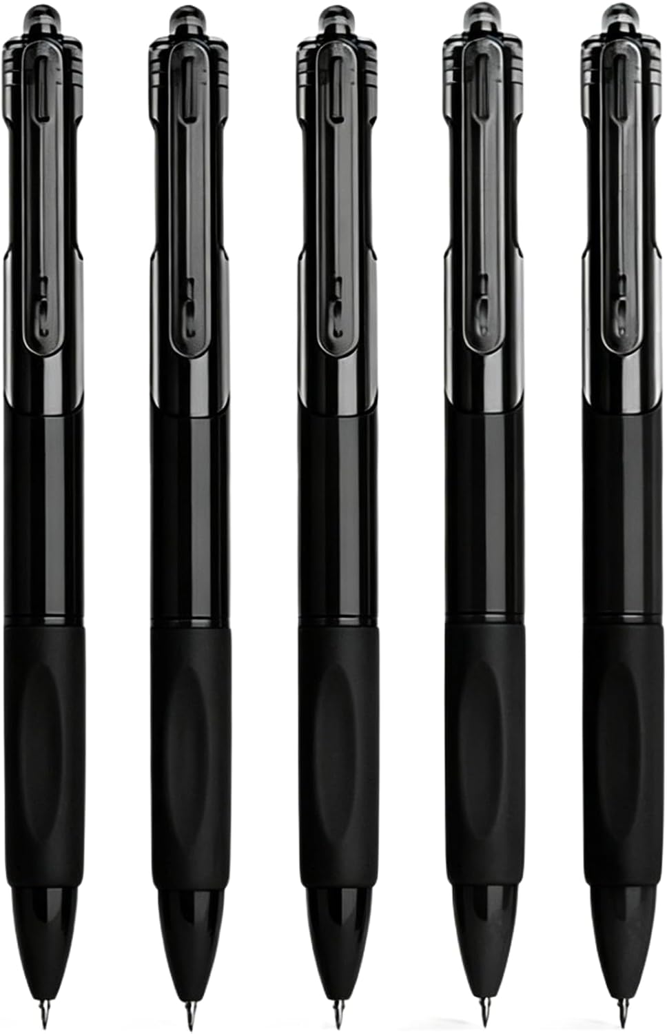 Black Gel Pens - 0.5mm Retractable Medium Point | Smooth Writing, Quick Drying, 5 Pack for Office & School