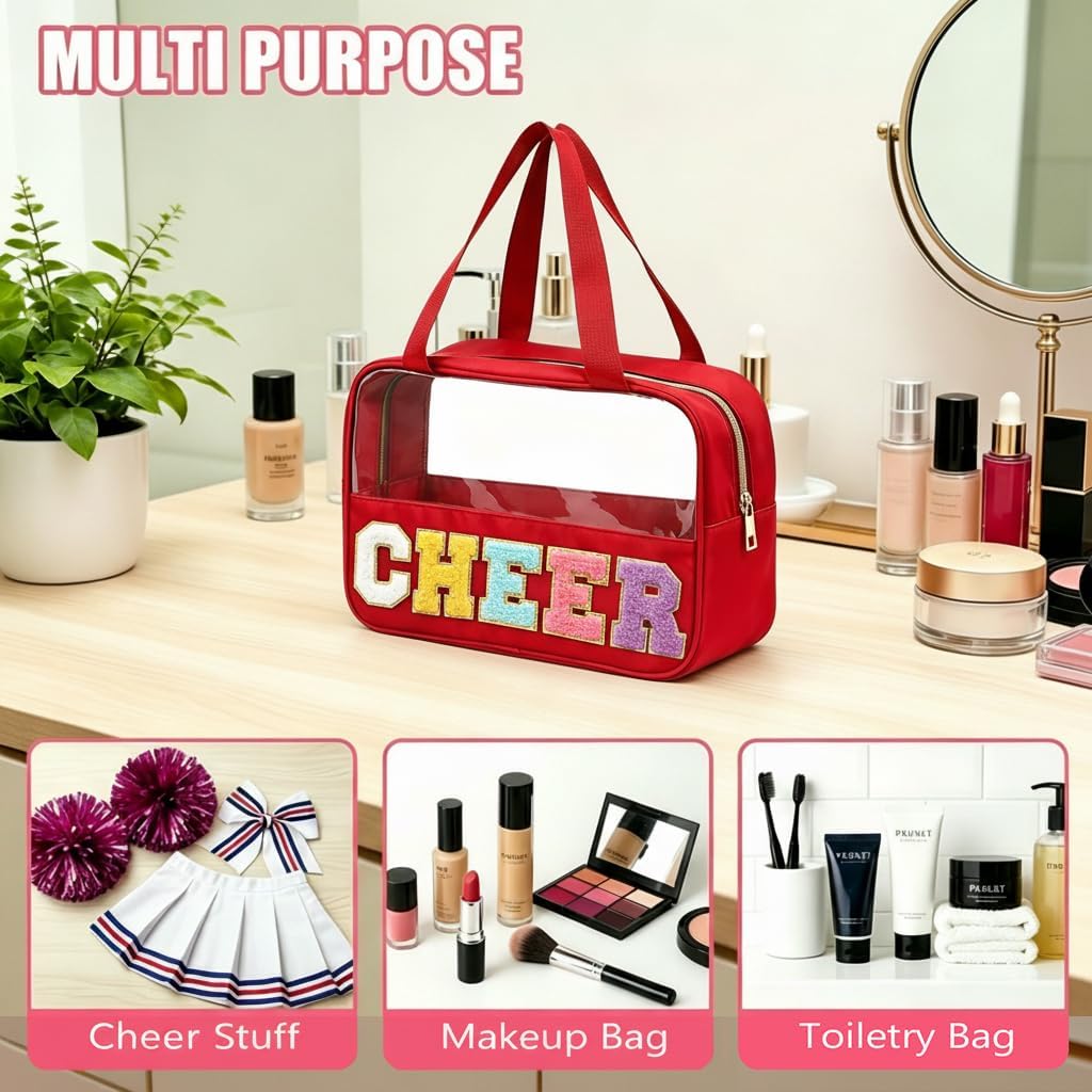 Cheer Makeup Bag - Waterproof Nylon Cosmetic Organizer with Handle & Zipper | Perfect Cheerleader Gift for Girls