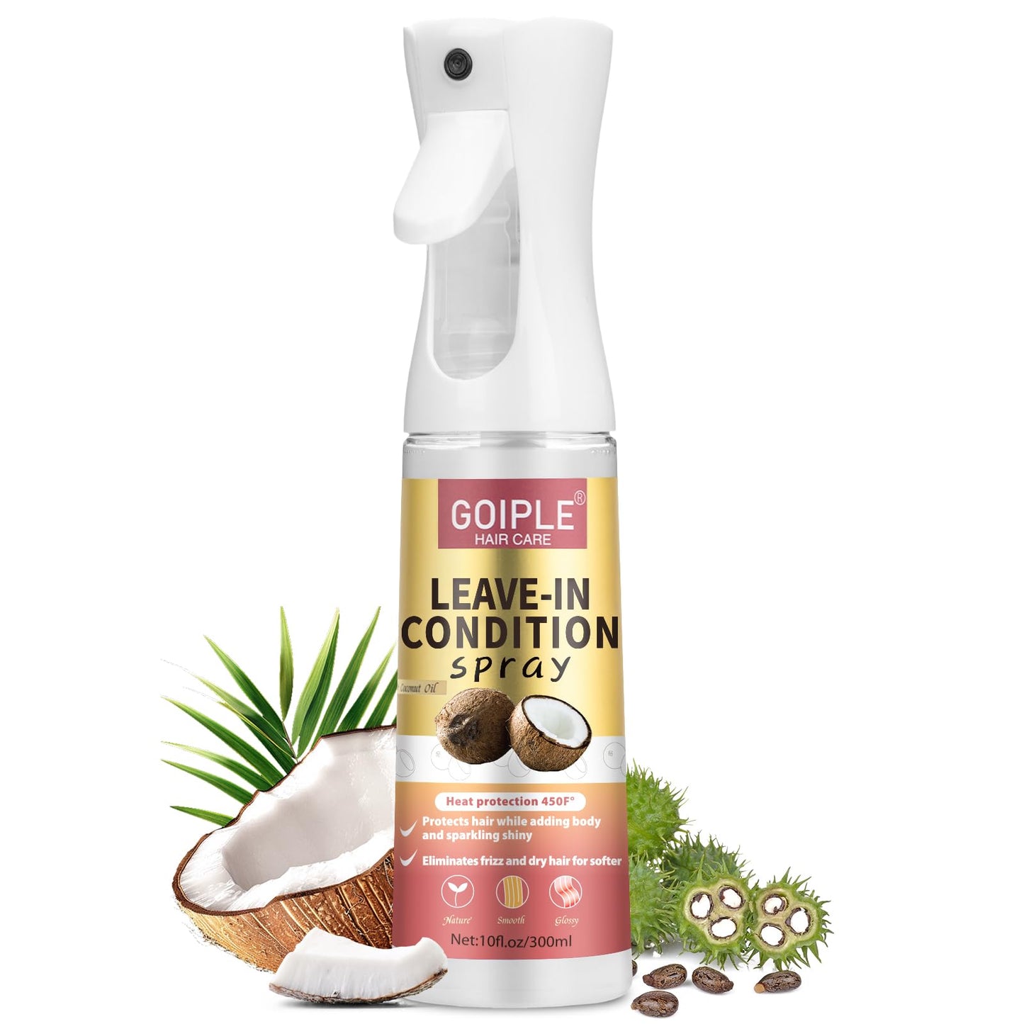 Leave In Conditioner & Heat Protectant Spray Smooth Flyaways Add Shine - 450 'F Heat Protectant Spray Frizz Control Thermal Pretection Enhancer Blow-Dry Support Thermal Styling Mist for All Hair Types
