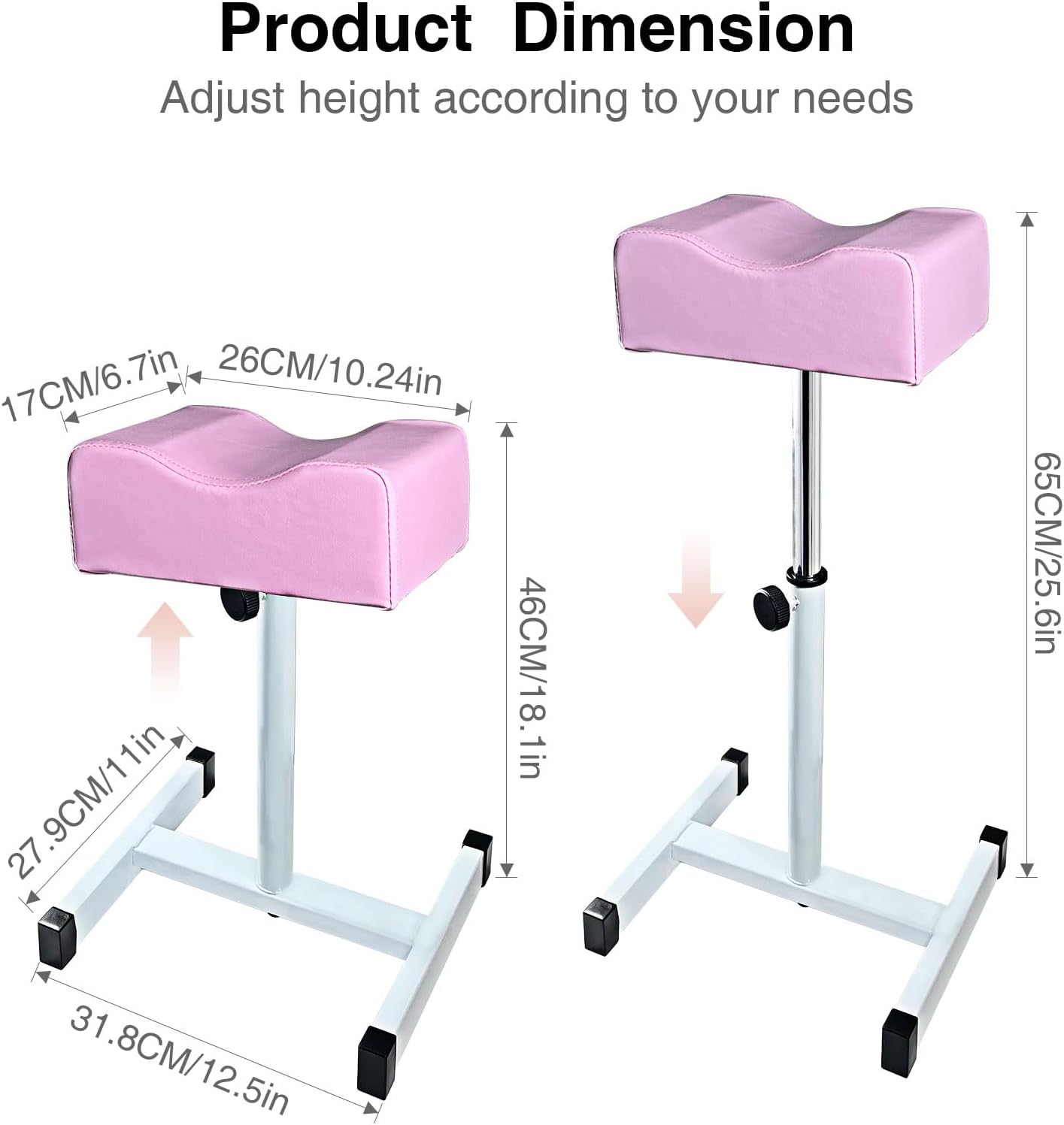 Adjustable Pedicure Foot Rest - Non-Slip Stool for Home & Office | Pink Color
