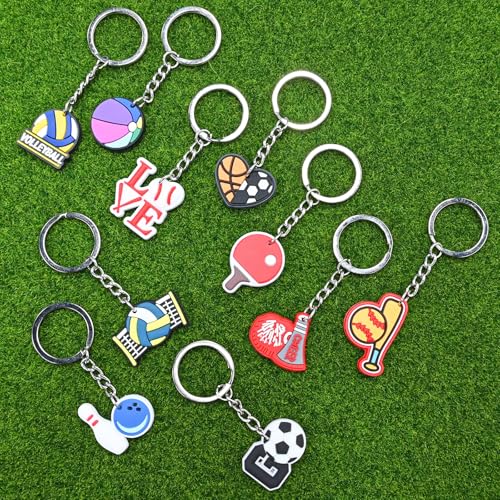 30-Pack Sports Keychains Set - PVC Charms for Parties & Gifts
