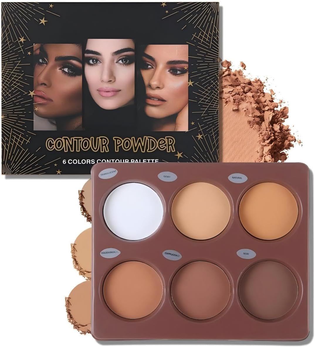 Katiluxiya 6 Colours Contour Palette, Makeup Contour Palette Powder Light to Dark, Makeup Palette Contour Kit, Highly Pigmented Matte Colours for Contour and Highlighting Makeup Contour Palette. (01)