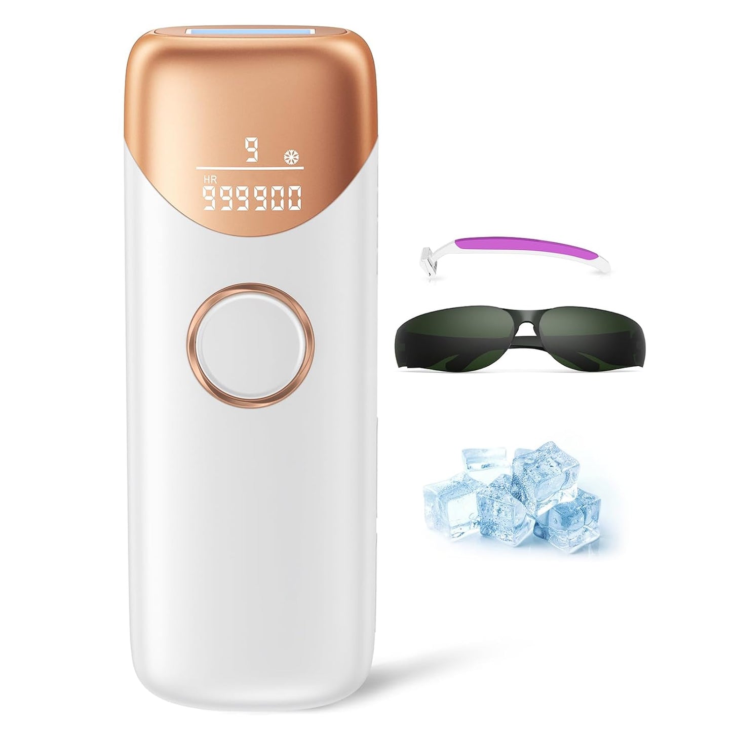 IPL Hair Removal Device - Ubroo Handheld Laser Hair Remover with Ice Cooling | Full Body Use (Gold)