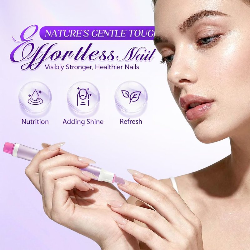 Cuticle Oil Pusher Pen - 2-in-1 Ceramic Tool for Hydrating Nail Care | Lavender Scented, Portable Design (Pink & Purple)