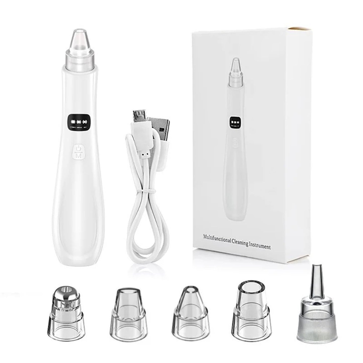 Blackhead Extractor Rechargeable USB Port Blackhead Remover 3 Speeds Control Pore Vacuum with 5 Probes Pore Extractor Portable Pimple for Women and Men White|Beauty Instrument