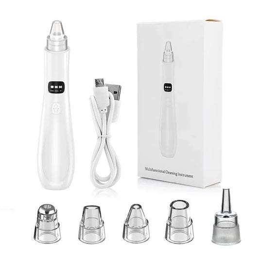Blackhead Extractor Rechargeable USB Port Blackhead Remover 3 Speeds Control Pore Vacuum with 5 Probes Pore Extractor Portable Pimple for Women and Men White|Beauty Instrument