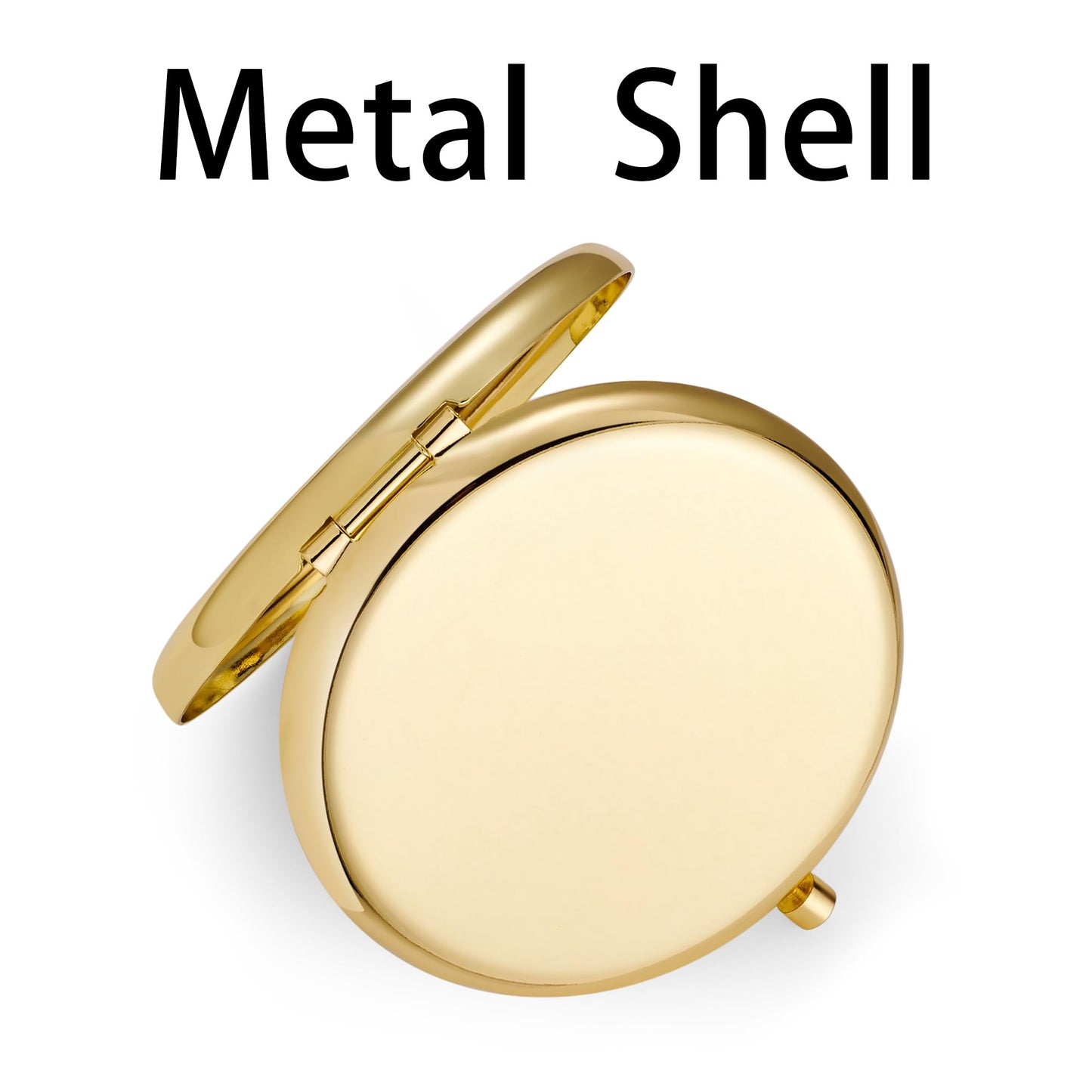 Daricano Compact Mirror for Purse, Metal Round Shell, Double-Sided 1X/2X Magnifying, Portable Travel Small Makeup Mirror, Mini Pocket Mirror, Gold,24 Packs