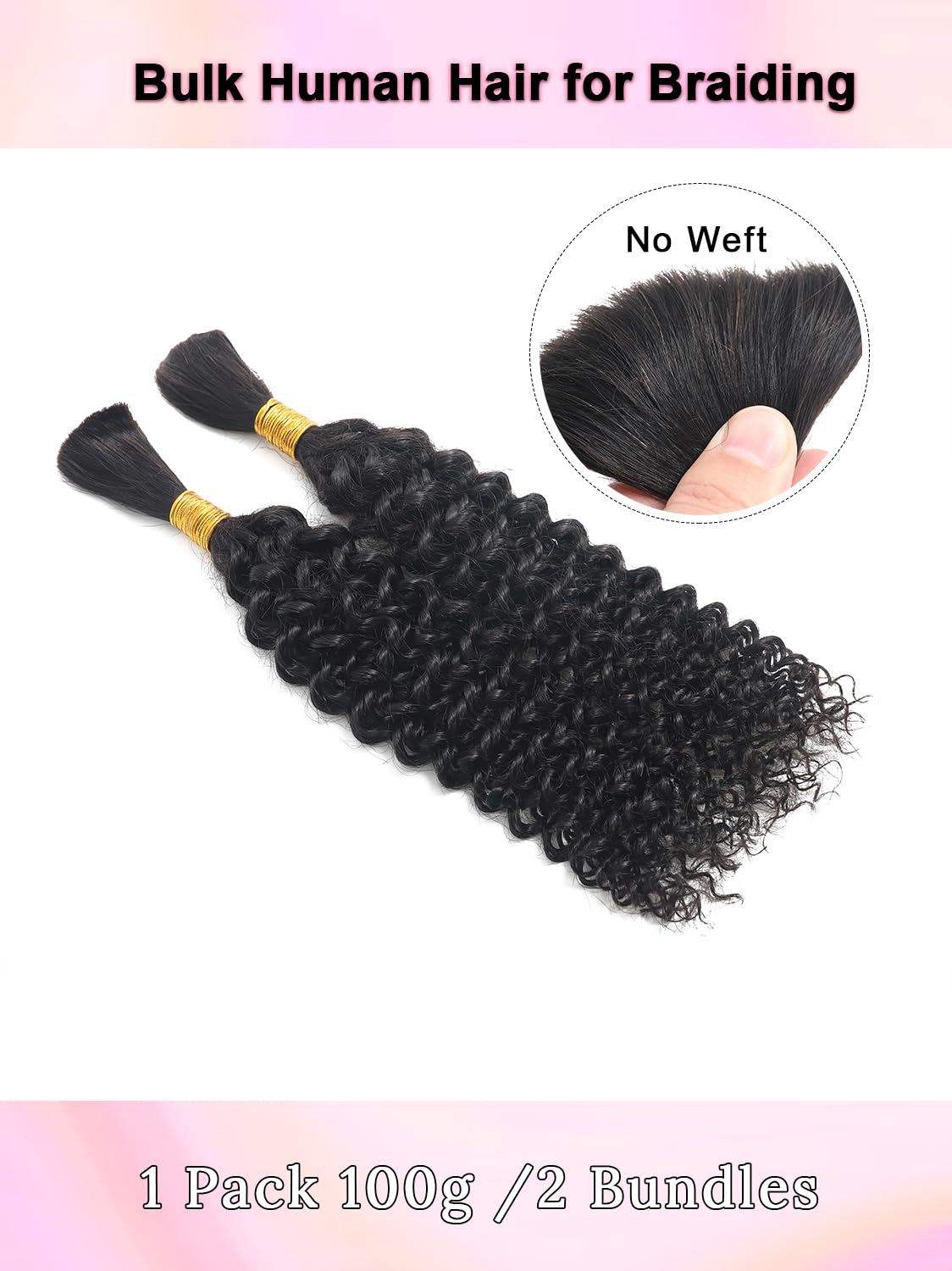 YNiSew Boho Braiding Hair Bulk - 100g Micro Braiding Bundles: Human Hair Without Wefts