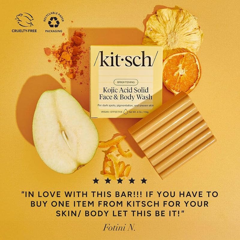 Kitsch Kojic Acid & Turmeric Soap Bar - Brightening Hydrating 4 oz