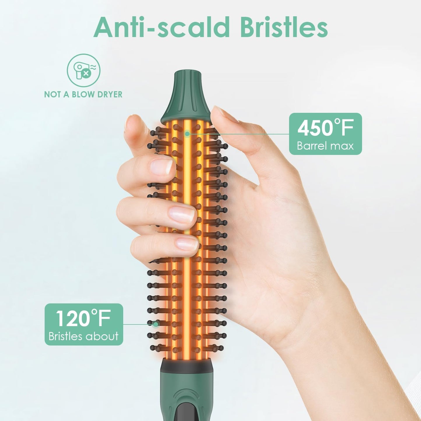 BANGMENG 3/4 Inch Barrel Thermal Round Brush, Volume Heat Styling Brush for Men and Women Medium Thin Curly Straight Hair, Heated Curling Iron,12 Temperature Setting (1.35 Inch with Bristles)