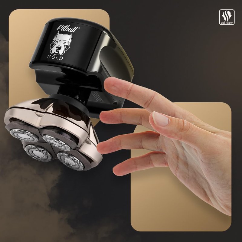 Skull Shaver Pitbull Gold PRO Electric Razor & Baby Beast Trimmer - Premium Cordless Electric Shaver for Men - for Wet & Dry Shaving - Features LED Battery Display - Comes with Travel Pouch