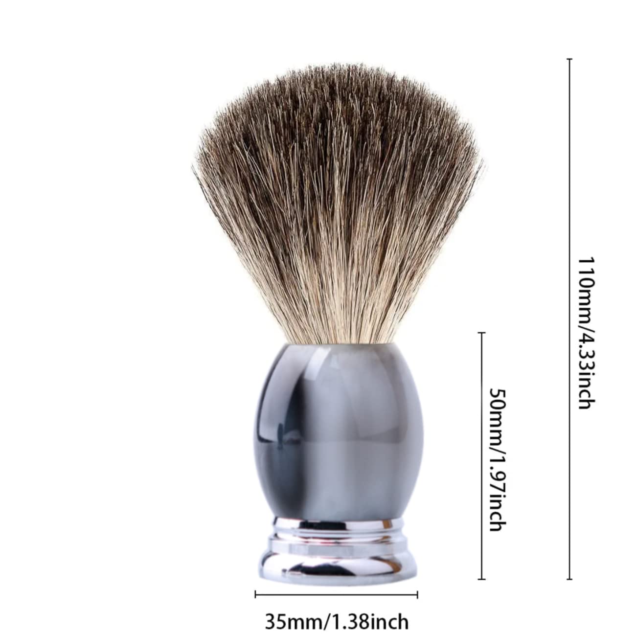 Grandslam Luxury Badger Shaving Brush Handmade Pure Badger Hair Brush with Gray Resin Handle Heavy Alloy Base + Badger Bristle